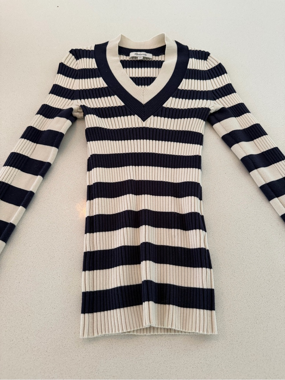 Madewell Navy & Cream Ribbed Stripe Sweater